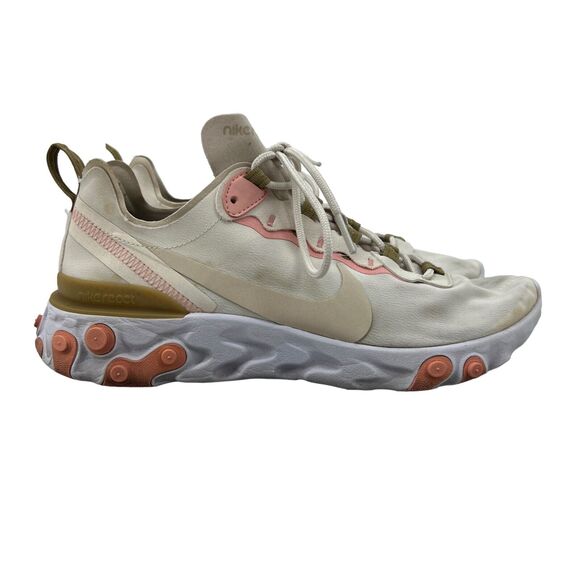 Nike Womens 9 React Element 55 Shoes Phantom Light Brown Pink Lace Up BQ2728-007 - Picture 1 of 13
